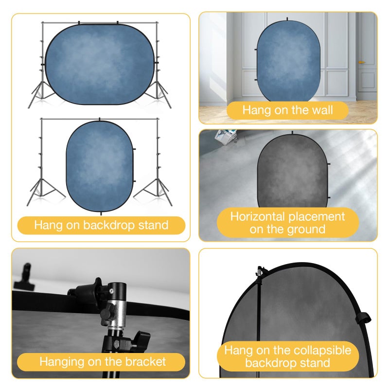 Kate 5x6.5ft(1.5x2m) Collapsible Backdrop Grey Blue Collapsible Twist Flex Folding Pop up Backgrounds for Photoshoot, Headshots Photo, Video Calls - Image 4